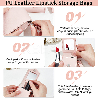 PU Leather Lipstick Storage Bags with Mirror AJEW-WH0248-539-1