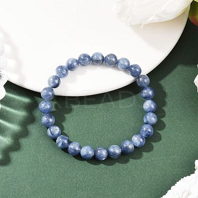 Natural Kyanite Round Beads Stretch Bracelets for Men Women BJEW-JB12389-1