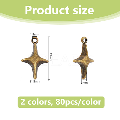 160Pcs 2 Colors Tibetan Style Alloy Pendants TIBE-DC0001-21-1