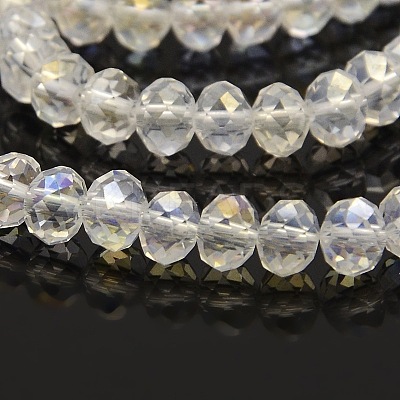 AB Color Plated Faceted Rondelle Electroplate Glass Beads Strands GLAA-A024D-AB01-1