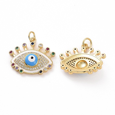Brass Micro Pave Colorful Cubic Zirconia Pendants KK-E068-VF019-1