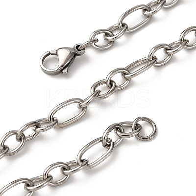304 Stainless Steel Oval Cable Chain Necklaces NJEW-P338-07P-1