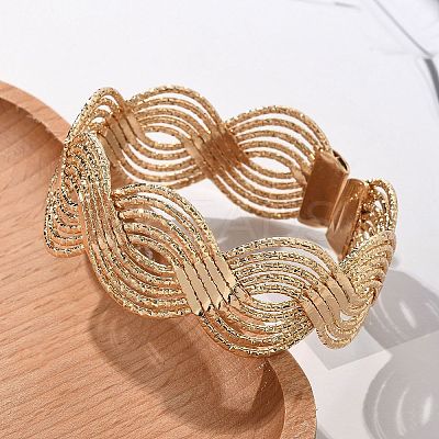 Electrophoresis Iron Cuff Bangles for Women BJEW-M057-02G-1