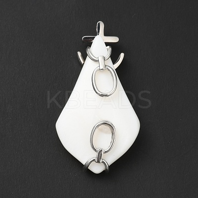 Natural White Shell Pendants SSHEL-G025-01P-1
