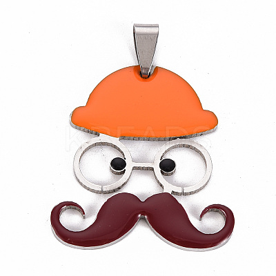 201 Stainless Steel Enamel Pendants STAS-S110-076F-1