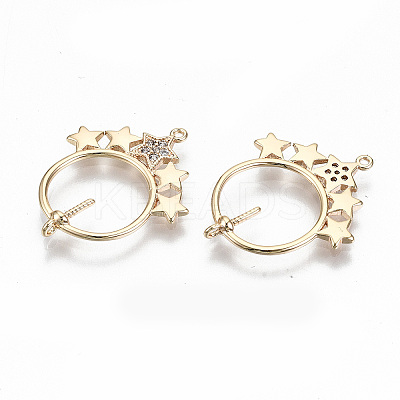 Brass Micro Pave Clear Cubic Zirconia Peg Bails Links KK-T062-22G-NF-1