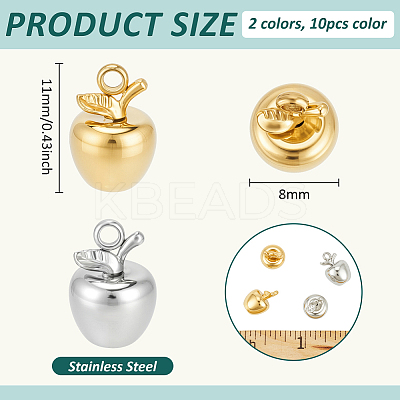 20Pcs 2 Colors Stainless Steel Charms STAS-BC0004-11-1