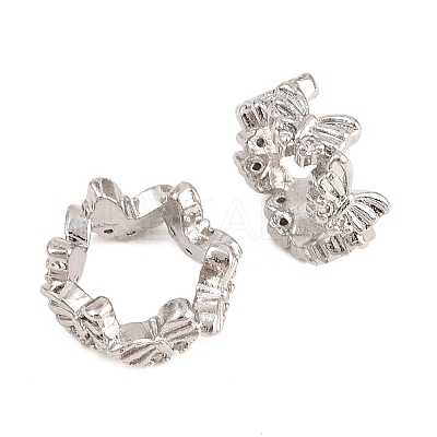 Butterfly Brass Clear Cubic Zirconia European Beads KK-B186-09P-1