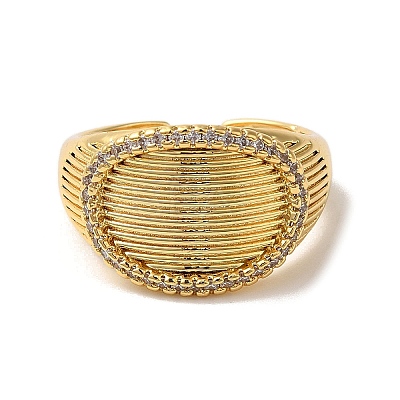 Brass Micro Pave Cubic Zirconia Open Cuff Rings for Women RJEW-G325-01C-G-1