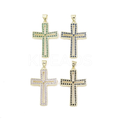 Real 18K Gold Plated Brass Micro Pave Cubic Zirconia Pendants KK-A209-25G-1