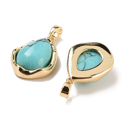 Synthetic Turquoise Teardrop Pendants KK-C051-59G-01-1