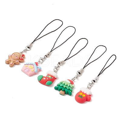Christmas Opaque Resin Mobile Straps HJEW-JM01096-1