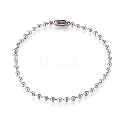Tarnish Resistant 304 Stainless Steel Ball Chain Bracelets X-STAS-D233-01P-1