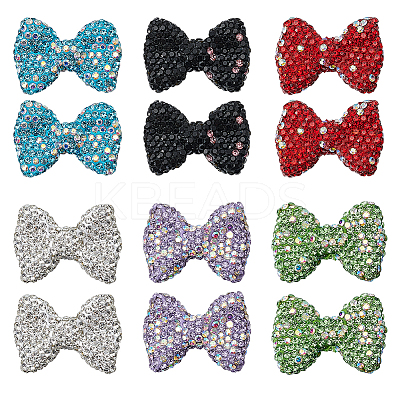 12Pcs 6 Styles Handmade Polymer Clay Rhinestone Beads CLAY-OC0001-09-1