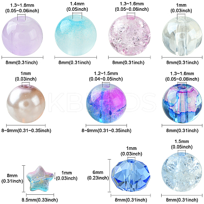 200Pcs 10 Style Glass Beads Set GLAA-CJ0002-36-1