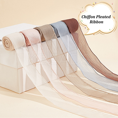 5 Rolls 5 Colors Polyester Ribbon OCOR-PH0002-74-1