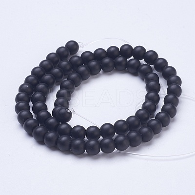 Frosted Glass Beads Strands G-D855-03-6mm-1