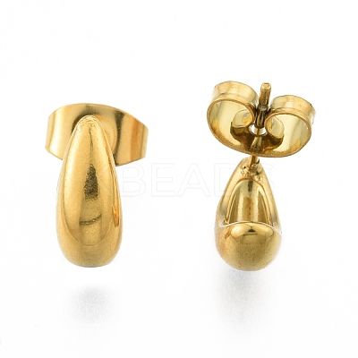 304 Stainless Steel Teardrop Stud Earrings for Women EJEW-N052-01G-1