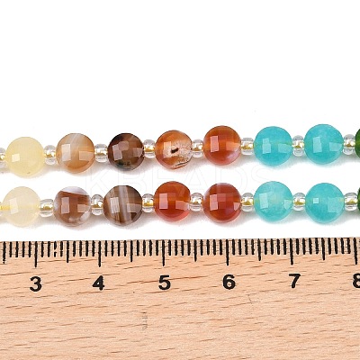 Natural Agate(Dyed & Heated) & Dyed White Jade & Tiger Eye Beads Strands G-Z135-B05-1