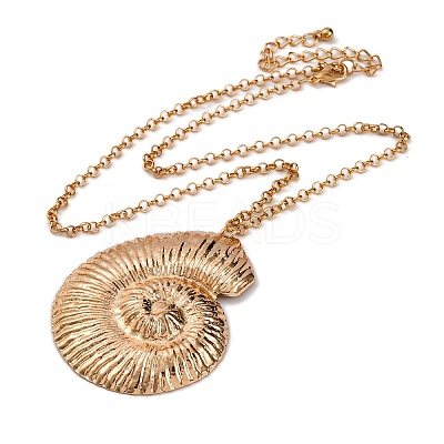 Summer Beach Alloy Shell Shaped Pendant Rolo Chain Necklaces for Women NJEW-U013-05G-01-1
