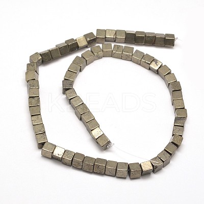 Cube Natural Pyrite Beads Strands G-I126-17-8x8mm-1