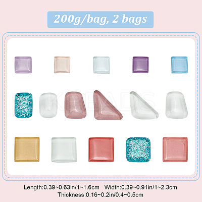 Light Color Series Glass Mosaic Cabochons GLAA-WH0032-10B-1