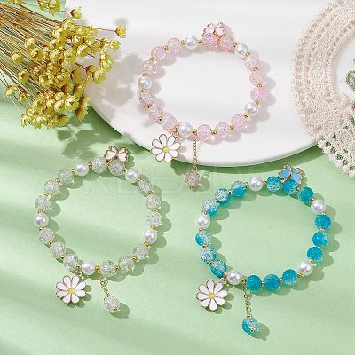 3Pcs 3 Color Glass Beads Stretch Bracelet BJEW-JB09751-02-1