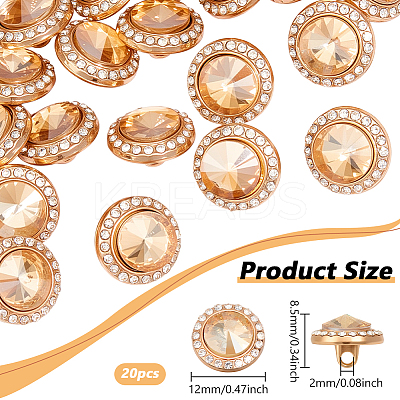 20Pcs 1-Hole Flat Round Zinc Alloy Rhinestones Buttons ALRI-NB0001-20F-1