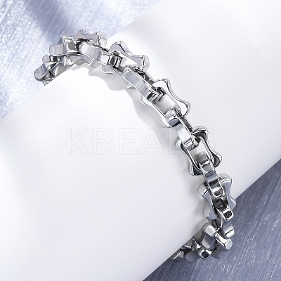 304 Stainless Steel Rectangle Link Chain Bracelets for Women Men BJEW-R018-20P-1