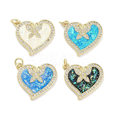 Brass Micro Pave Clear Cubic Zirconia Pendants KK-L213-006G-1