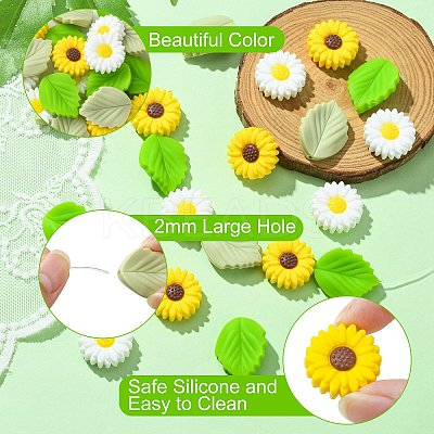 20Pcs 4 Styles Food Grade Eco-Friendly Silicone Focal Beads SIL-CJ0001-21-1