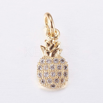 Brass Micro Pave Cubic Zirconia Charms ZIRC-E135-32G-1