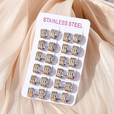 304 Stainless Steel Polishing Effect Hoop Earrings EJEW-M001-36GP-A-1
