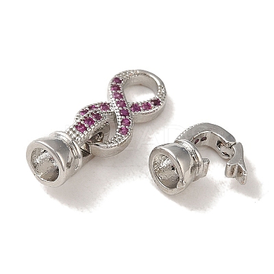 Rack Plating Brass Pave Clear Cubic Zirconia Fold Over Clasps KK-M285-31A-01P-1