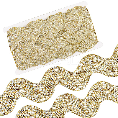 10 Yard Metallic Polyester Wavy Fringe Trim Ribbon SRIB-GF0001-38T-1