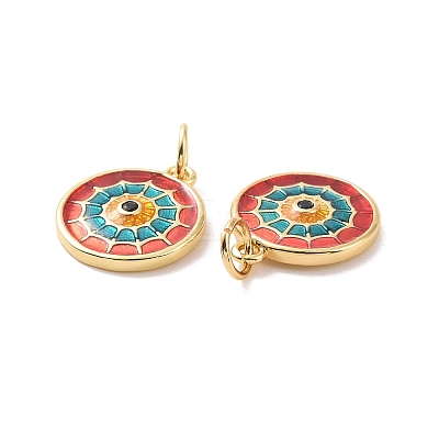Flat Round Brass Micro Pave Cubic Zirconia Charms KK-G435-33G-02-1