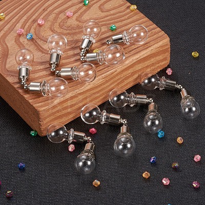 Transparent Glass Wishing Pendants GLAA-YW0001-02P-1