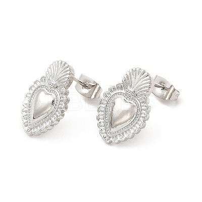 Rack Plating Brass Heart Stud Earrings for Women EJEW-I283-02P-1