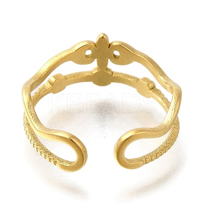 Ion Plating(IP) 304 Stainless Steel Open Cuff Ring Components RJEW-U017-23G-1