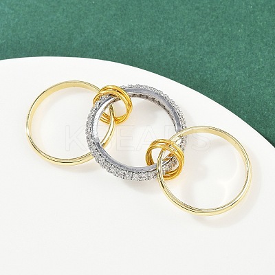 Brass Micro Pave Cubic Zirconia Finger Rings RJEW-D325-01PG-07-1