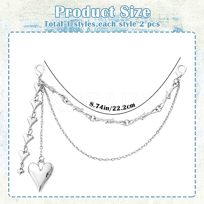 2Pcs Iron Boot Strap Chains HJEW-SW00407-1