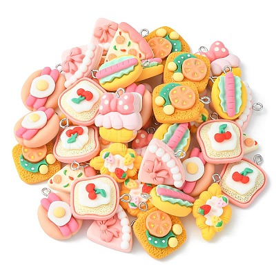 40Pcs 8 Styles Opaque Resin Pendants RESI-CJ0003-47-1