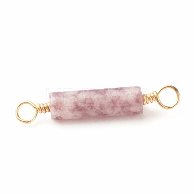 Natural Lepidolite Connector Charms PALLOY-JF01454-09-1