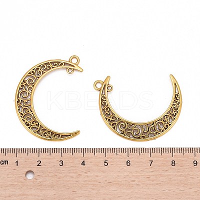 Tibetan Style Alloy Hollow Moon 2-Loop Link Pendants TIBEP-5312-AG-LF-1