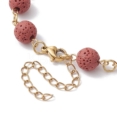 Dyed Natural Lava Rock Round Beaded Chain Bracelet Making AJEW-JB01206-03-1