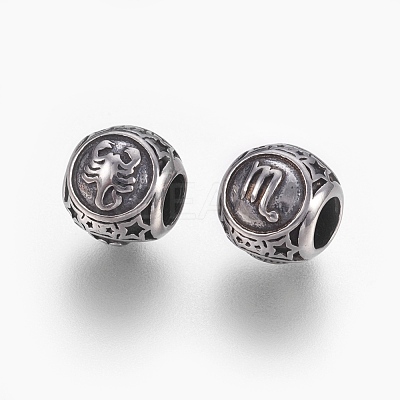 316 Surgical Stainless Steel European Beads STAS-F195-128P-09-1