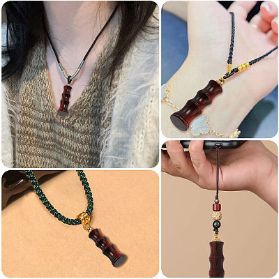 Wood Bamboo Joint Shaped Perfume Bottle Big Pendants WOOD-WH0001-09-1