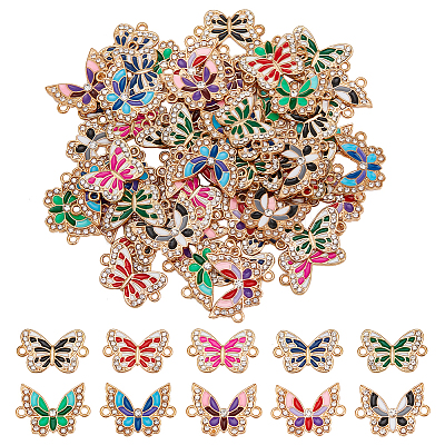60Pcs 10 Styles Alloy Enamel Connector Charms ENAM-HY0001-25-1