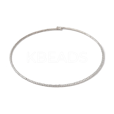 Rack Plating Brass Cubic Zirconia Elasticity Necklaces NJEW-S425-02P-1