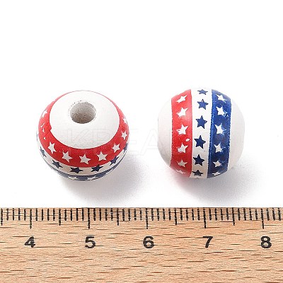 Independence Day Themes Wood European Beads LS-WOOD-I014-01C-1